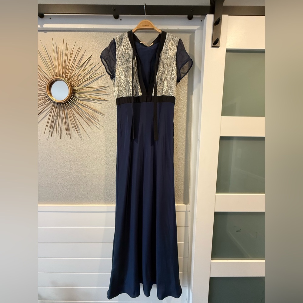 Elegant Navy and Silver Maxi Dress